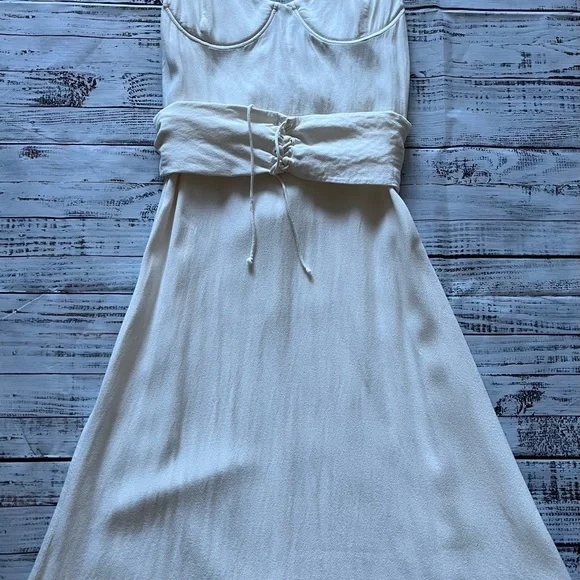 Reformation Sigrid Corset Milkmaid cream/off white midi dress wired cups size 12 - Picture 4 of 15